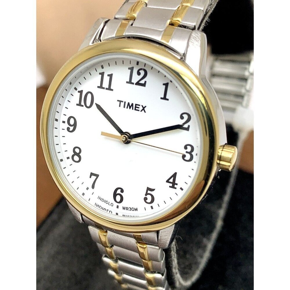 Timex Women's Watch TW2P78700 Indiglo Quartz Two Tone White Dial Expansion Band